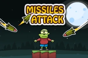 Yeşil bir karakterin ayakta durduğu, arkada dolunay ve üzerinde Missiles Attack yazılı duran bir gece manzarasıyla, karaktere yaklaşmakta olan füzelerin olduğu sahne