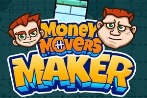 İki karakterin yüzleri ve Money Movers Maker başlığı renkli bir afişte öne çıkıyor