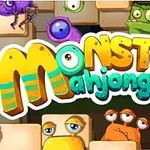 Renkli canavar karakterlerin ve büyük harflerle yazılmış Monster Mahjong yazısının yer aldığı çizgi film tarzı bir tasarım
