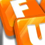 Turuncu zemin üzerinde beyaz harflerden oluşan büyük F, U ve N harfleri