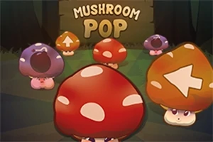 Renkli ve ifadeli mantarlar, Mushroom Pop yazısının önünde yer alıyor