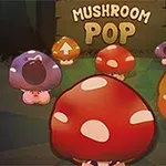 Renkli ve ifadeli mantarlar, Mushroom Pop yazısının önünde yer alıyor