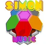 Renkli altıgen desenlerin ve Simon Music yazısının bulunduğu grafik