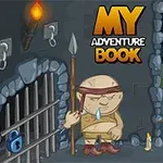 Bir mağarada kafasında bant olan mızraklı dev bir figür ve sarışın bir çocuk, arka planda kilitli demir parmaklıklar ve bir meşale ile duruyor