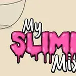 Pembe renkte, damlayan yazı stiliyle My Slime Mixer metni ve arka planda mutfak eşyaları