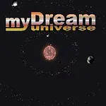 Kara bir arka plan üzerinde myDream universe yazısı ile birlikte, ortasında yuvarlak bir cisim ve çevresinde gezegenlerle dolanan halkalar