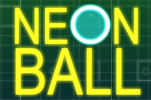 Yeşil arka plan üzerinde sarı renkli NEON BALL yazısıyla öne çıkan dairesel neon detaylar