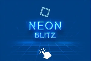 Mavi zeminin üzerinde Neon Blitz yazısı ve üzerine tıklama simgesi