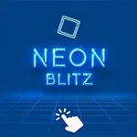 Mavi zeminin üzerinde Neon Blitz yazısı ve üzerine tıklama simgesi