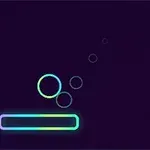 Koyu arka plan üzerinde neon renkli yatay çubuk ve yukarı doğru sıralanmış farklı boyutlarda daireler