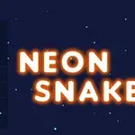 Koyu arka planda NEON SNAKE yazısı ve neon ışıklı yılan grafiği