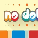 Renkli no dots yazısı ve altta turuncu, mavi, kırmızı ve mor renk blokları