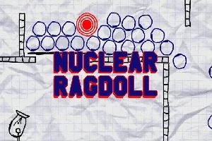 Mavi ve kırmızı grafiklerin bulunduğu kıvrımlı bir kağıt üzerinde Nuclear Ragdoll yazısı