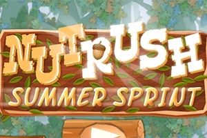 Ahşap bir arka plan üzerine yazılmış NUT RUSH SUMMER SPRINT metni