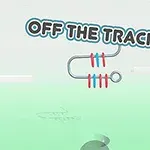 OFF THE TRACK yazısı, beyaz ve yeşil tonlarında arka plan önünde sarmal metal boru yapısı üstünde konumlanmıştır