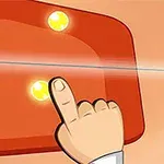 Bir el, üzerinde iki parlak sarı düğmenin olduğu kırmızı bir paneldeki düğmeye basıyor