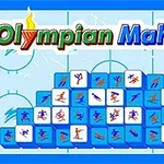 Mavi bloklar üzerine çeşitli kış sporları ikonlarının yer aldığı üçgen biçiminde dizilmiş taşlar