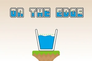 Bardakta su ve altında toprak görünümü üzerinde On The Edge yazısı
