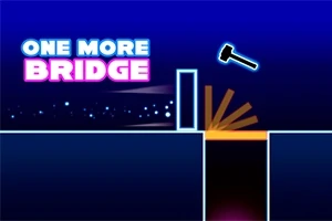 Gece temasında, One More Bridge yazısı ve bir çekiç sembolü ile platformlar arasındaki bir boşluğu gösteren çizgi tarzı görsel
