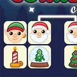 Kareler içinde Noel Baba, kardan adam, mum, kar küresi, çam ağacı ve çan simgeleri