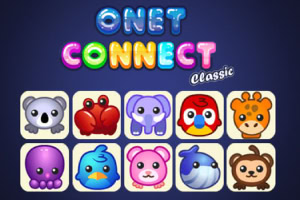 Renkli Onet Connect Classic yazısı ve dokuz sevimli hayvan figürü içeren görsel