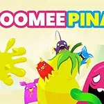 Renkli çizgi film karakterleri ve OOMEE PINATA yazısı