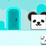 Pembe bir domuz ve beyaz bir panda kutu şeklinde, mavi bir kapının önünde duruyorlar; sağ alt köşede 2 rakamı var