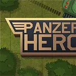 Yeşil bir tank ve büyük harflerle yazılmış PANZER HERO ibaresi, yeşil ve kahverengi tonlarında bir arka plan üzerinde