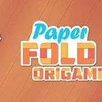 Bir elin, peynir ve zeytinli bir pizza dilimi içeren kağıdı katladığı bir sahne ve yanında büyük harflerle yazılmış Paper Fold Origami metni