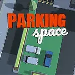 Bir park alanında duran üç araba, üstten bakışla gösteriliyor ve üstte Parking Space yazısı yer alıyor