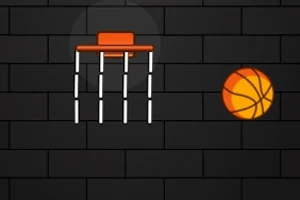 Turuncu bir basketbol topu, siyah bir arka plan üzerinde turuncu çembere doğru ilerliyor