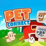 Renkli arka plana sahip, hayvan figürleri ve ahır bulunan, Pet Connect yazılı resim