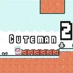 Piksel tarzı bir platform üzerinde pembe bir karakter ile Pink Cuteman 2 yazısı