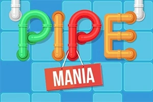 Renkli borulardan oluşan harfler ile PIPE yazısı ve altında kırmızı bir tabela üzerinde MANIA yazısı