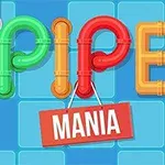 Renkli borulardan oluşan harfler ile PIPE yazısı ve altında kırmızı bir tabela üzerinde MANIA yazısı