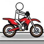 Beyaz bir çöp adam figürü, kırmızı bir motosiklet üzerinde duruyor