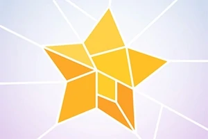 Parçalı geometrik şekillerden oluşan sarı bir yıldız