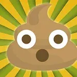 Kahverengi yüz ifadesi olan kaka emojisi, yeşil ve sarı ışınlarla çevrelenmiş