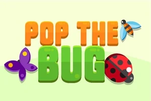Pop the Bug yazısı, çevresinde bir kelebek, bir uğur böceği ve bir arı bulunan yeşil arka planda