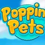 Bulutlu bir gökyüzü önünde, büyük sarı harflerle yazılmış Popping Pets yazısı