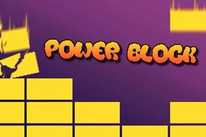 Mor bir arka plan üzerinde Power Block yazısının bulunduğu ve üst üste dizili sarı blokların yer aldığı bir görsel