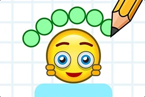 Gözleri büyük olan sarı bir emoji, elinde kalem tutan bir el ve ekranın üst kısmında dizilmiş yeşil daireler