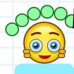 Gözleri büyük olan sarı bir emoji, elinde kalem tutan bir el ve ekranın üst kısmında dizilmiş yeşil daireler