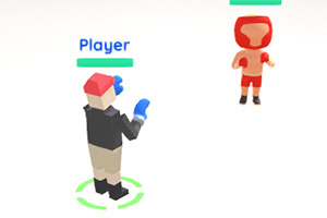 Kırmızı kask ve boks eldivenleri giymiş bir karakter ile Player etiketli eldivenli bir başka karakterin karşı karşıya durduğu minimalist bir çizim
