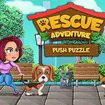 Kırmızı saçlı bir kadın, köpek, kaplumbağa ve kedi ile açık hava parkında, fıçı ve bankların yanında yürürken