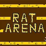 Kahverengi arka plan üzerinde RAT ARENA yazısı ve sarı peynir platformları üzerinde iki fare