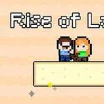 Piksel tarzı bir platform üzerinde duran iki karakter ve Rise of Lava yazısı