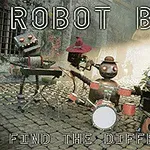 Kaldırımda enstrüman çalan robotlardan oluşan bir müzik grubu