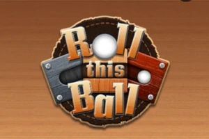 Üzerinde Roll this Ball yazısı bulunan, metal ve ahşap görünümlü bir arka plana sahip logo