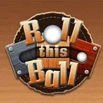 Üzerinde Roll this Ball yazısı bulunan, metal ve ahşap görünümlü bir arka plana sahip logo
